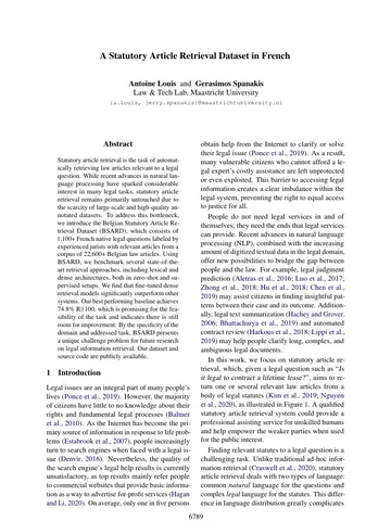 Preview of A Statutory Article Retrieval Dataset in French