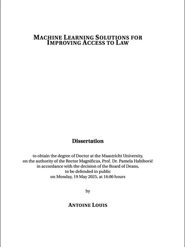 Preview of Machine Learning Solutions for Improving Access to Law
