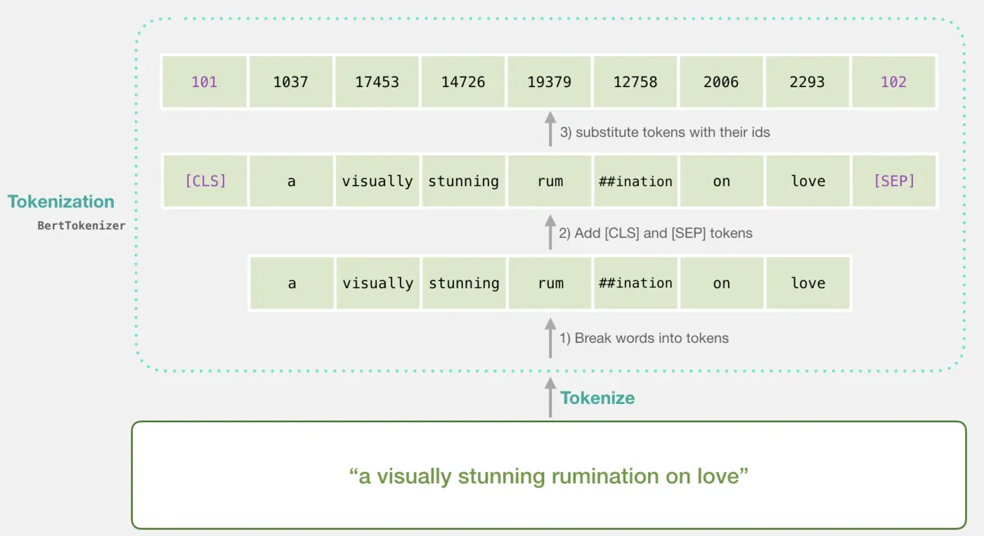 WordPiece-style decomposition of words into vocabulary tokens